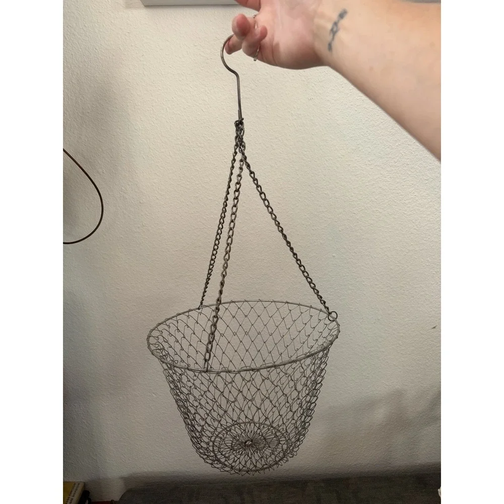 Folding Steel Wire Fishing Net Bait Cage Trap, Primitive Hanging Basket Collapse